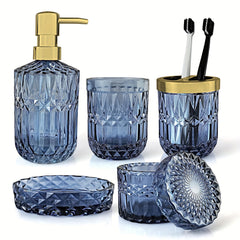 5 Pcs Luxury Glass Bathroom Accessory Set by Snagg A Bathroom Set