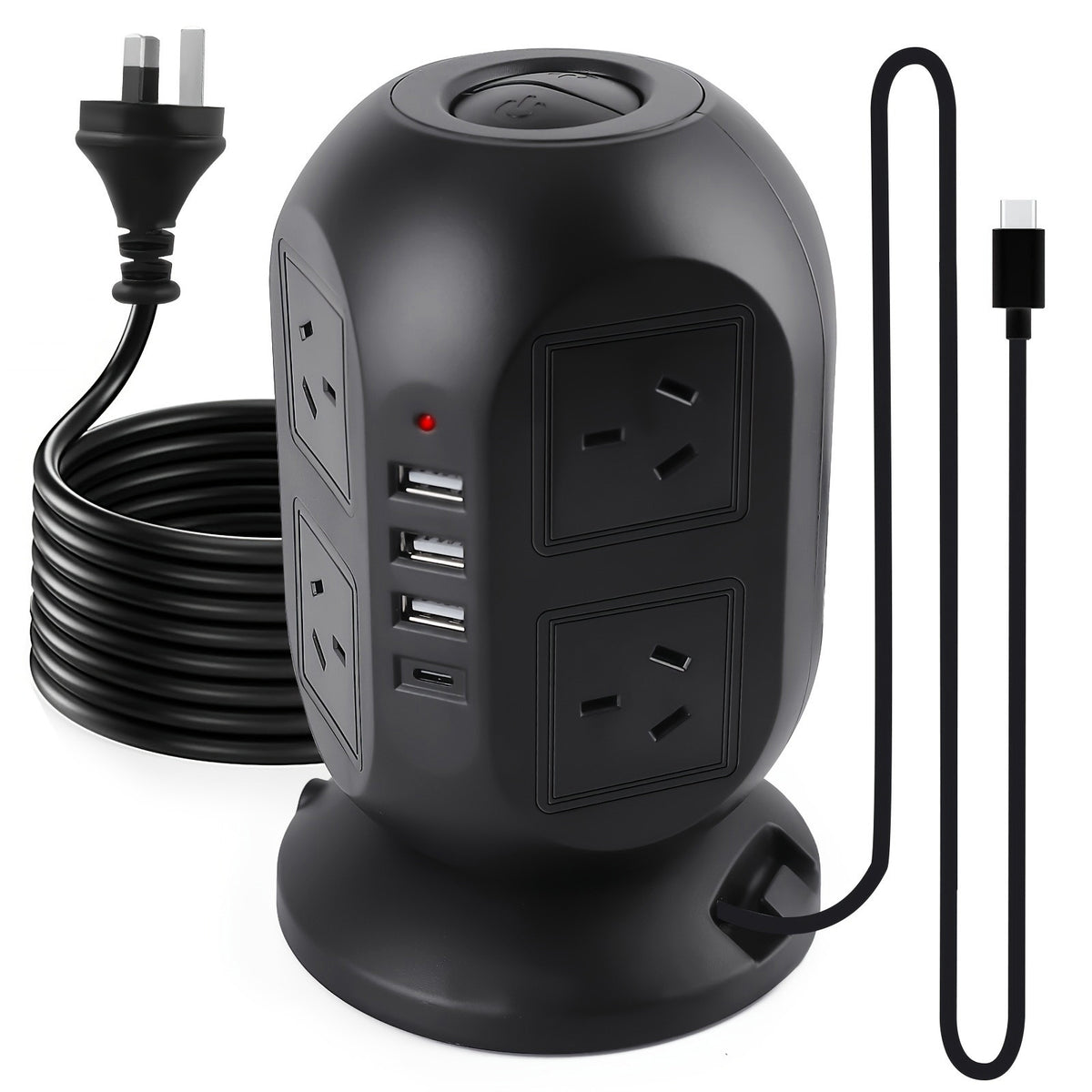 16-in-1 Tower Powerboard with USB-C | Surge Protector Charging Station (3m) by Snagg An Extension Cable