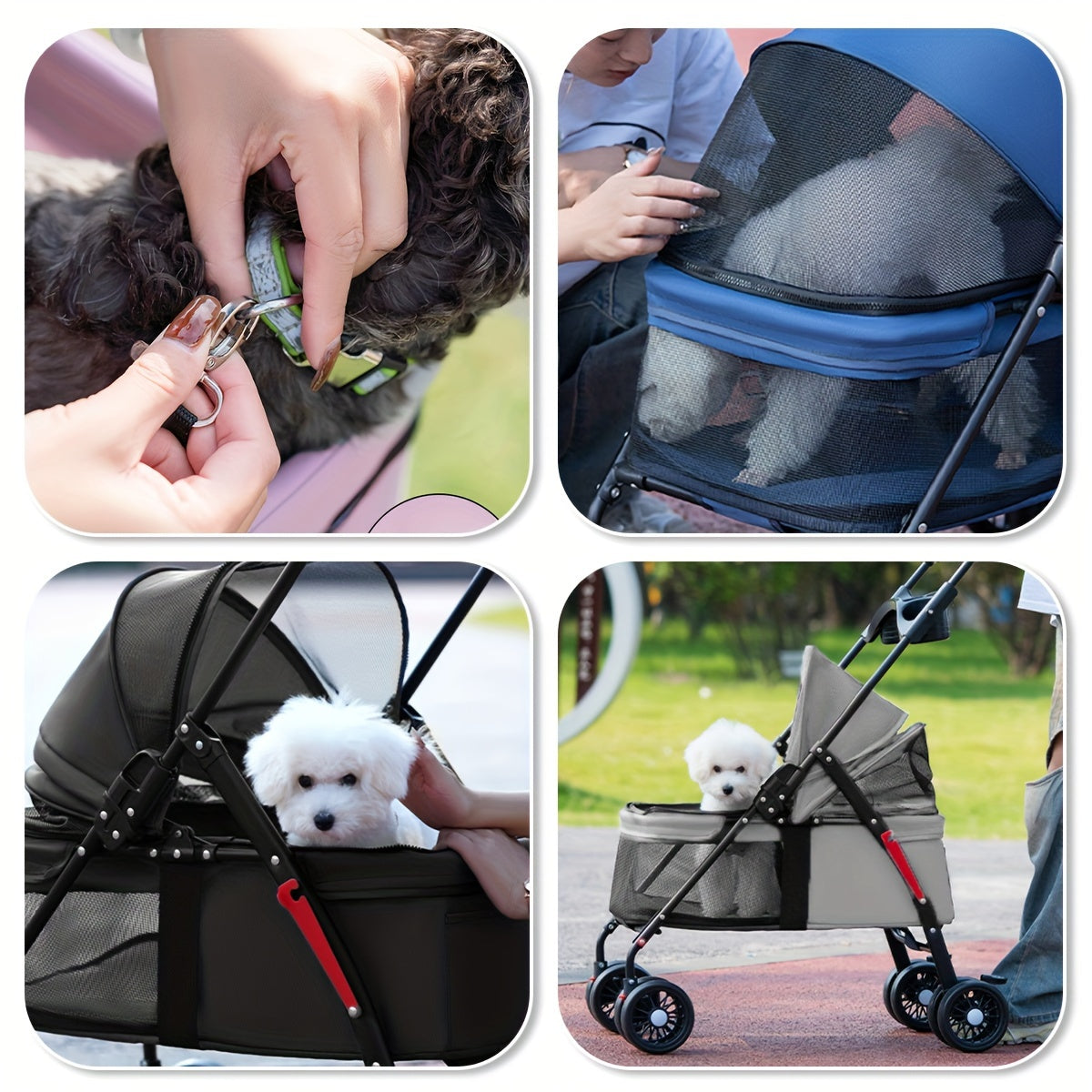 Foldable 4-Wheel Travel Carriage with Mesh Windows by Snagg A Pet Stroller