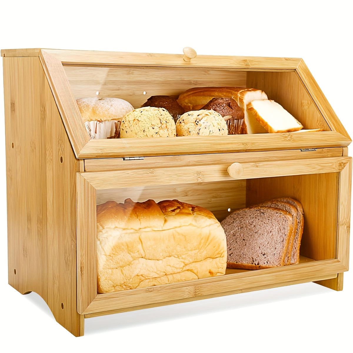 Double Layer Bamboo Bread Box by Snagg A Box