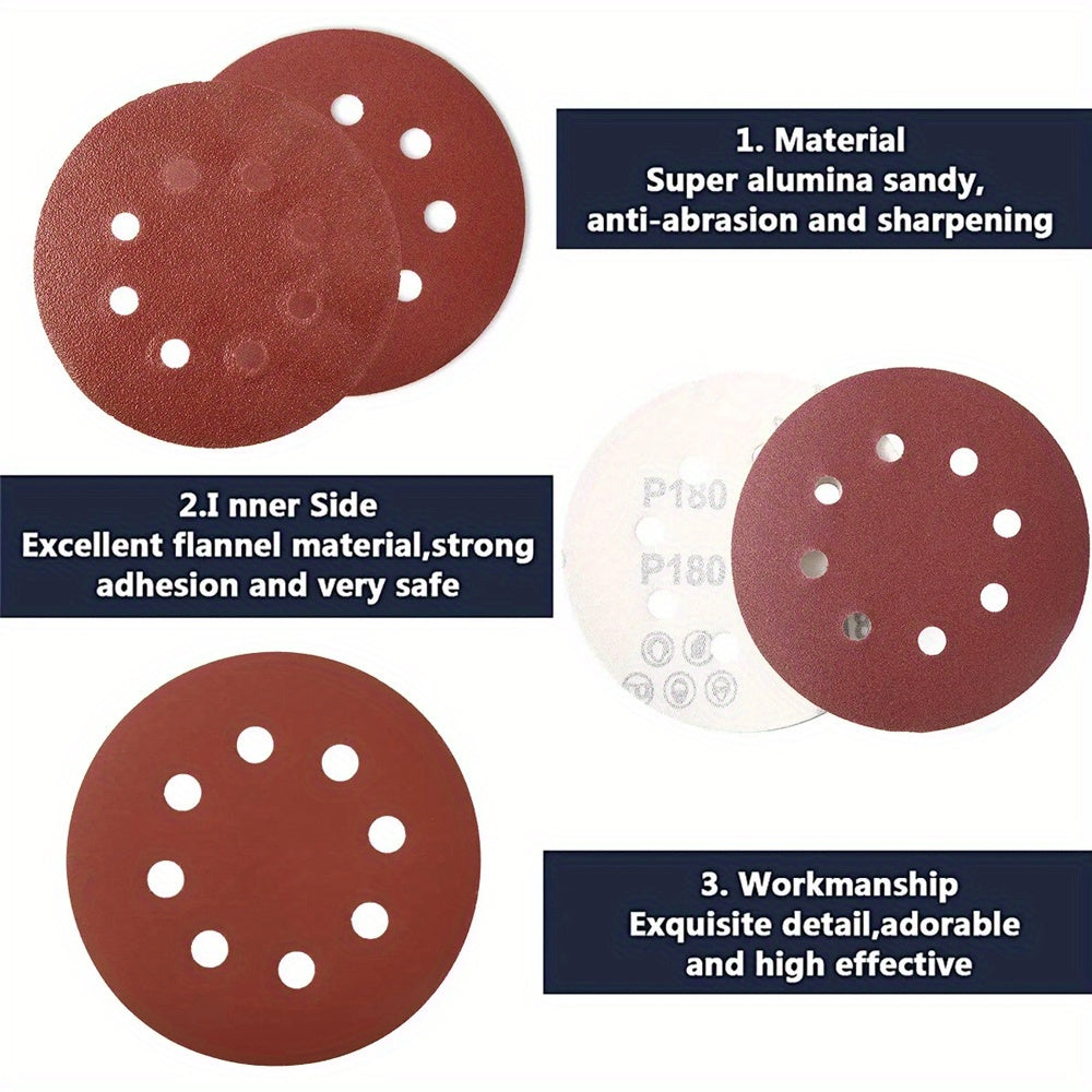400 Pcs Sanding Disc Set - 5’’ / 125mm 8 Hole Hook and Loop Sandpaper - 60/80/100/120/180/240/320/400/600/800 Grit
