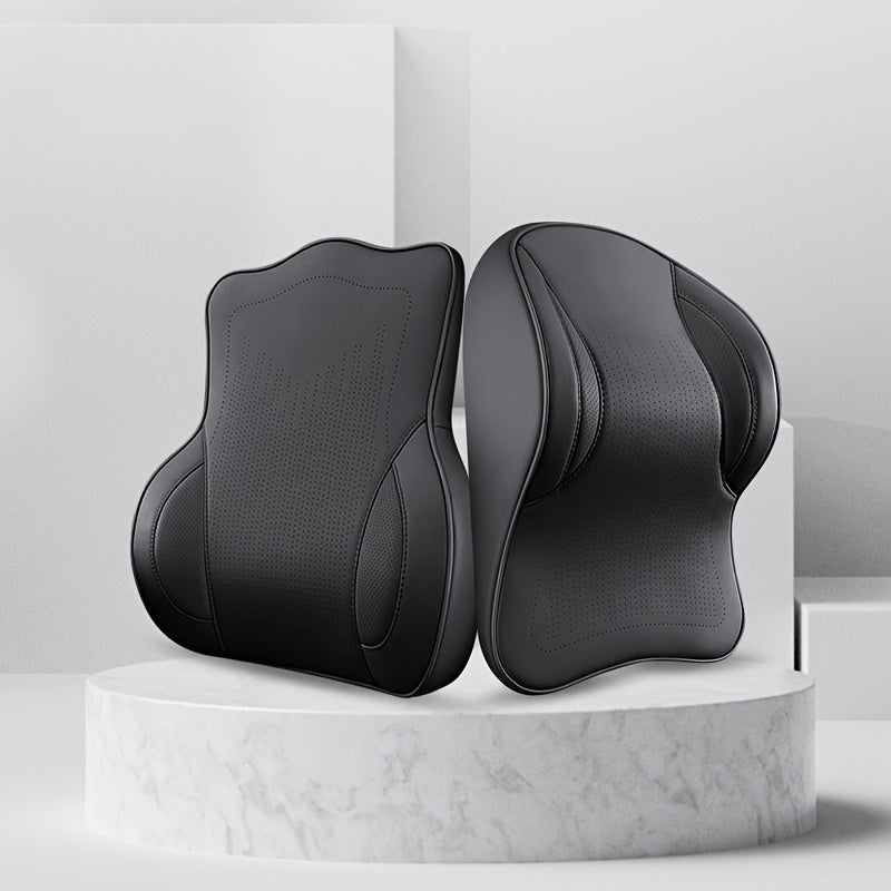 2pcs Nappa Leather Car Headrest & Lumbar Support Set by Snagg A Headrest