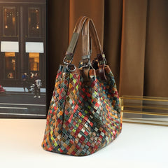 Vintage Woven Leather Tote Bag by Snagg A Bag