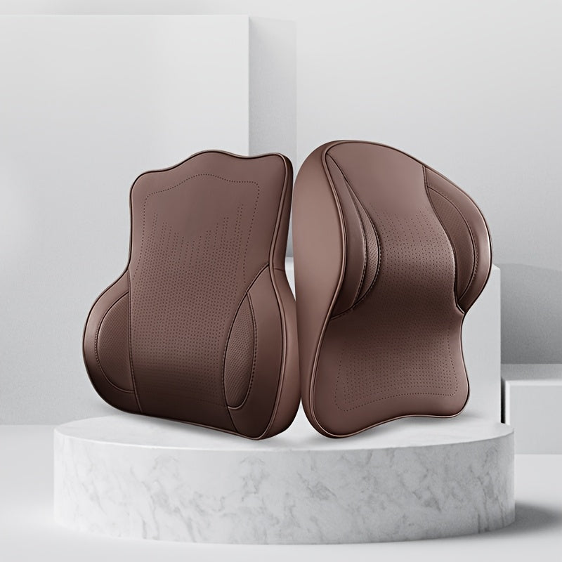 2pcs Nappa Leather Car Headrest & Lumbar Support Set by Snagg A Headrest
