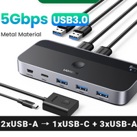 USB 3.0 KVM Switch 2 PC Sharing Hub for Keyboard, Mouse, Printer & Up to 4 USB Devices by Snagg A USB Switch