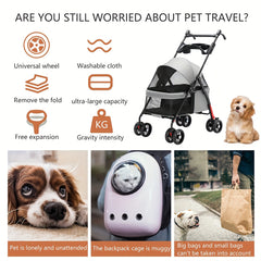 Foldable 4-Wheel Travel Carriage with Mesh Windows by Snagg A Pet Stroller