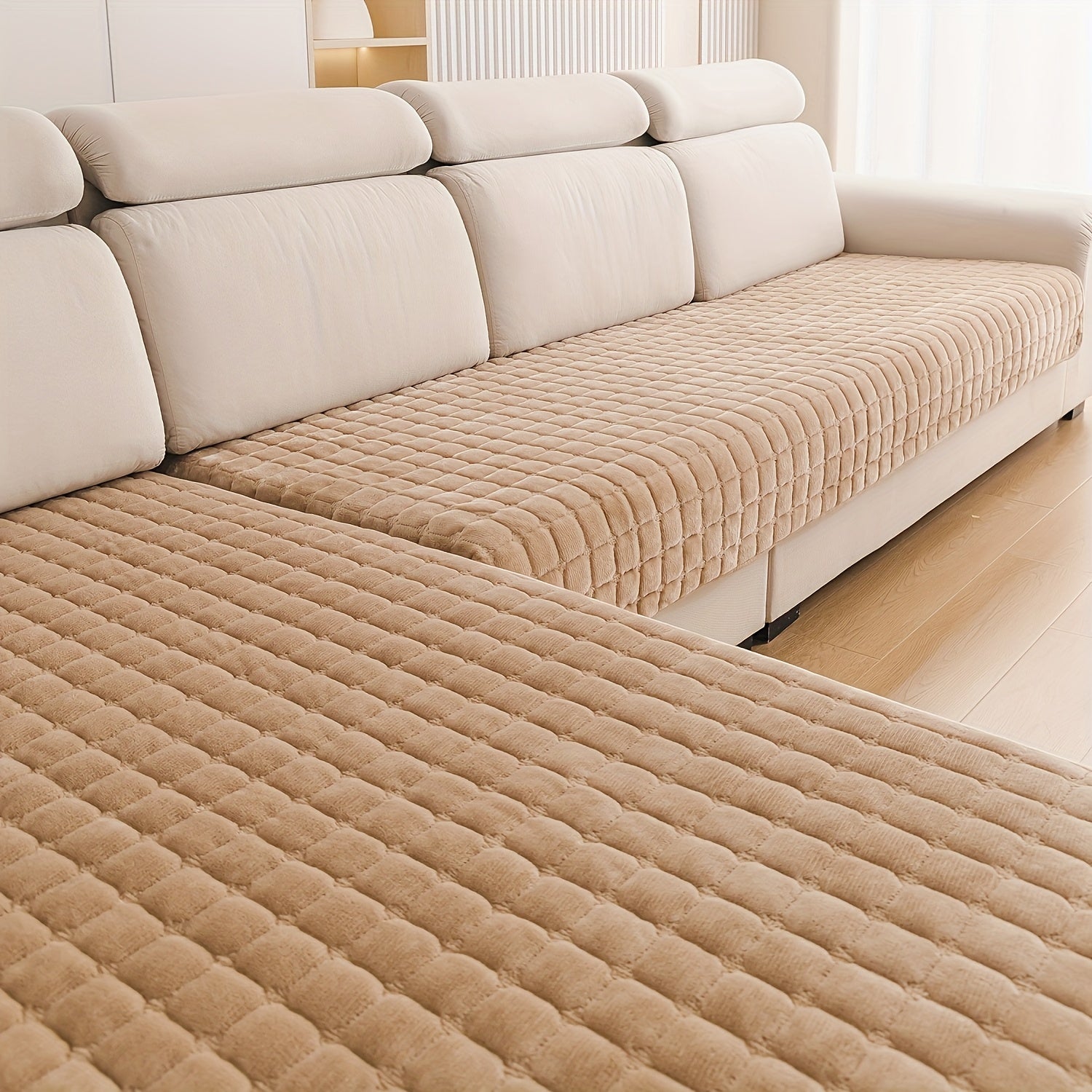 2pcs Elegant Quilted Flannel Sofa Cover Set by Snagg A Sofa Cover