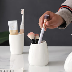 4 Piece White Ceramic Bathroom Set by Snagg A Bathroom Set