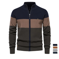 Men’s Patchwork Cotton Cardigan | Premium Full-Zip Autumn/Winter Sweater