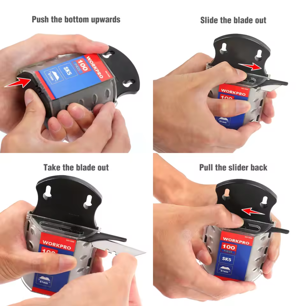 WORKPRO Folding Utility Knife + 50 SK5 Steel Blades – Heavy Duty Cutting Kit
