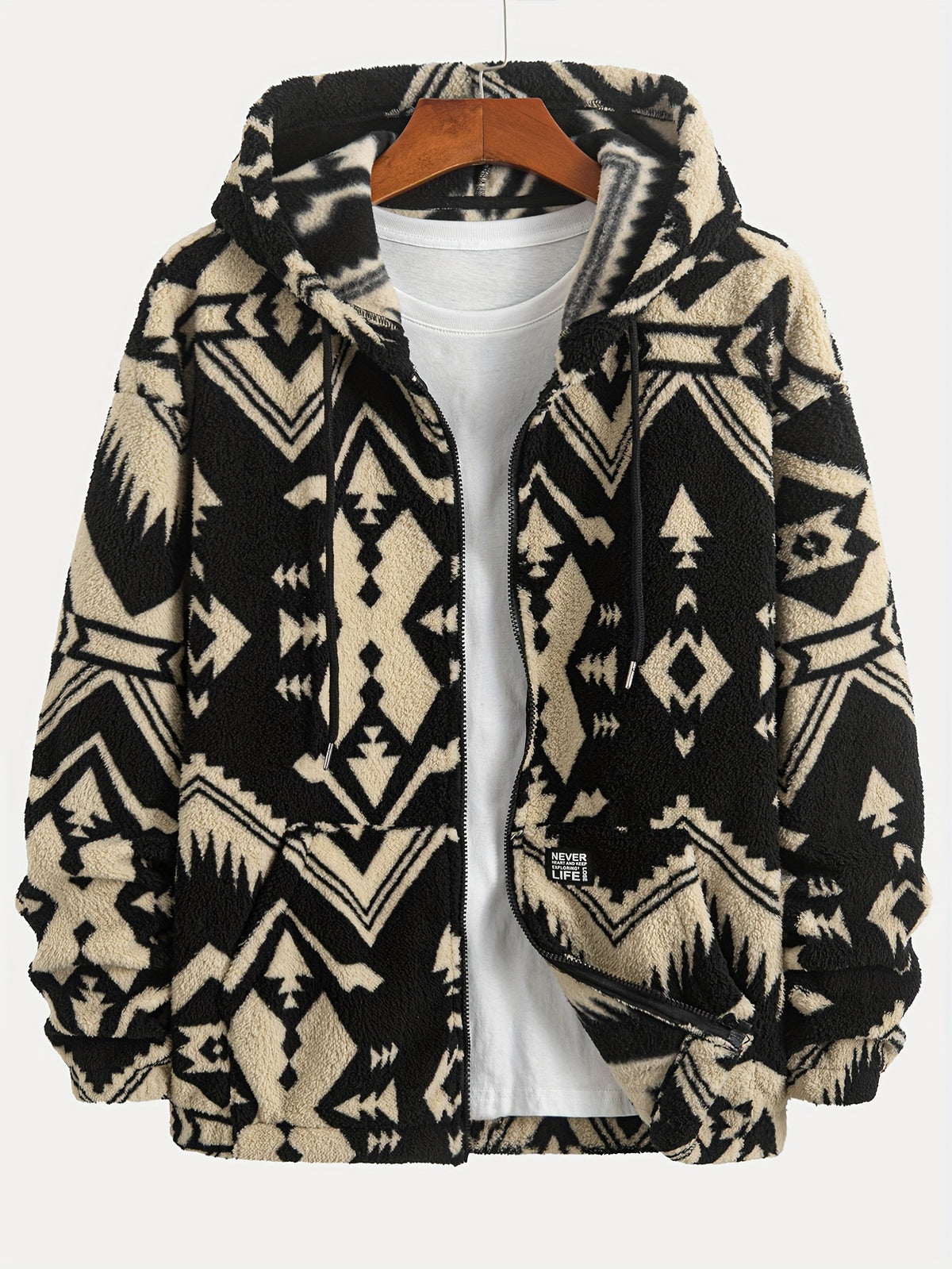 Men’s Plush Tribal Print Hooded Jacket by Snagg A Jacket