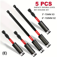 Impact Double Lock Magnetic Bit Holder Set – Universal 1/4" Extension Socket for Power & Manual Screwdrivers