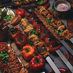 50PCS Stainless Steel Flat BBQ Skewers by Snagg A Skewer