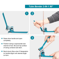 3 IN 1 Mini Hand Tube Bender – 1/4" 5/16" 3/8" Copper, Aluminum, Brass & Thin Steel Pipes
