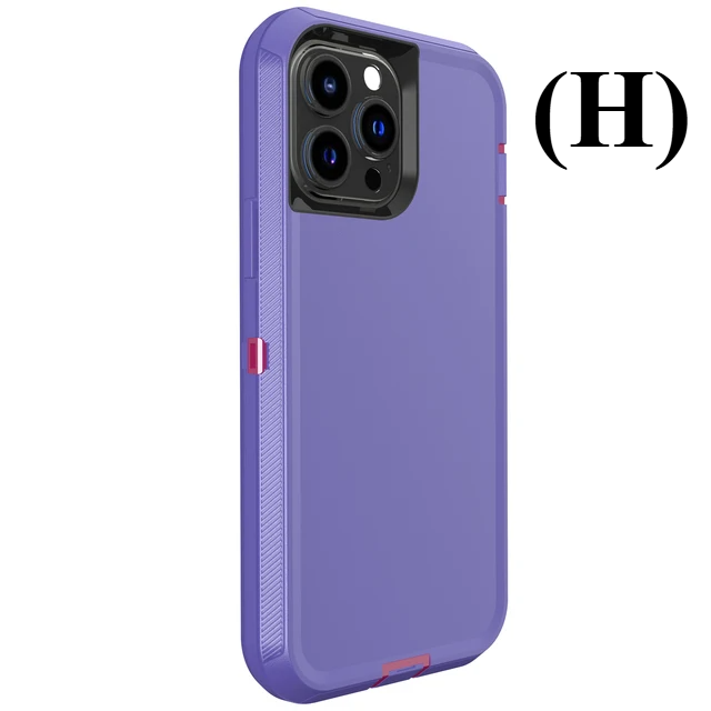 3 IN 1 Heavy Duty Armor Shockproof Dust Proof Case - For iPhone 16 Series - H - Purple Rose Red / Phone Cases & Covers