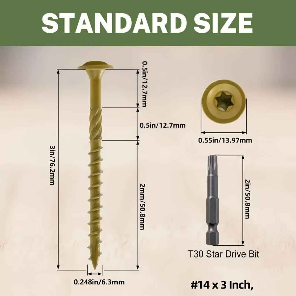 100pcs Heavy Duty Construction Screws - 7.62cm - Power Tools Gadget
