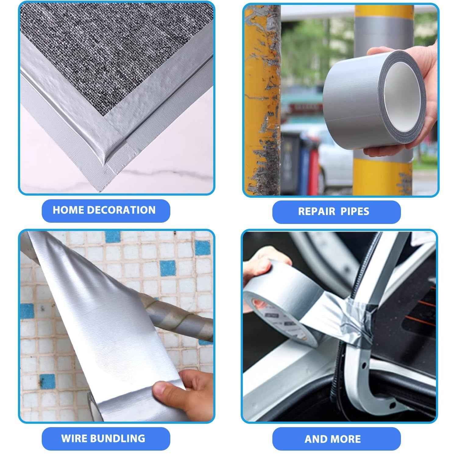 8 Rolls Heavy Duty Silver Duct Tape — 4.8cm × 200cm - Power Tools Gadget