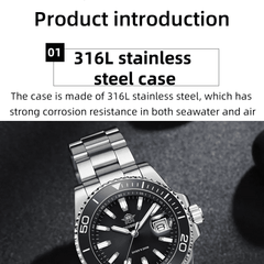 Luxury 41 mm Diver’s Quartz Watch - Men’s Watches