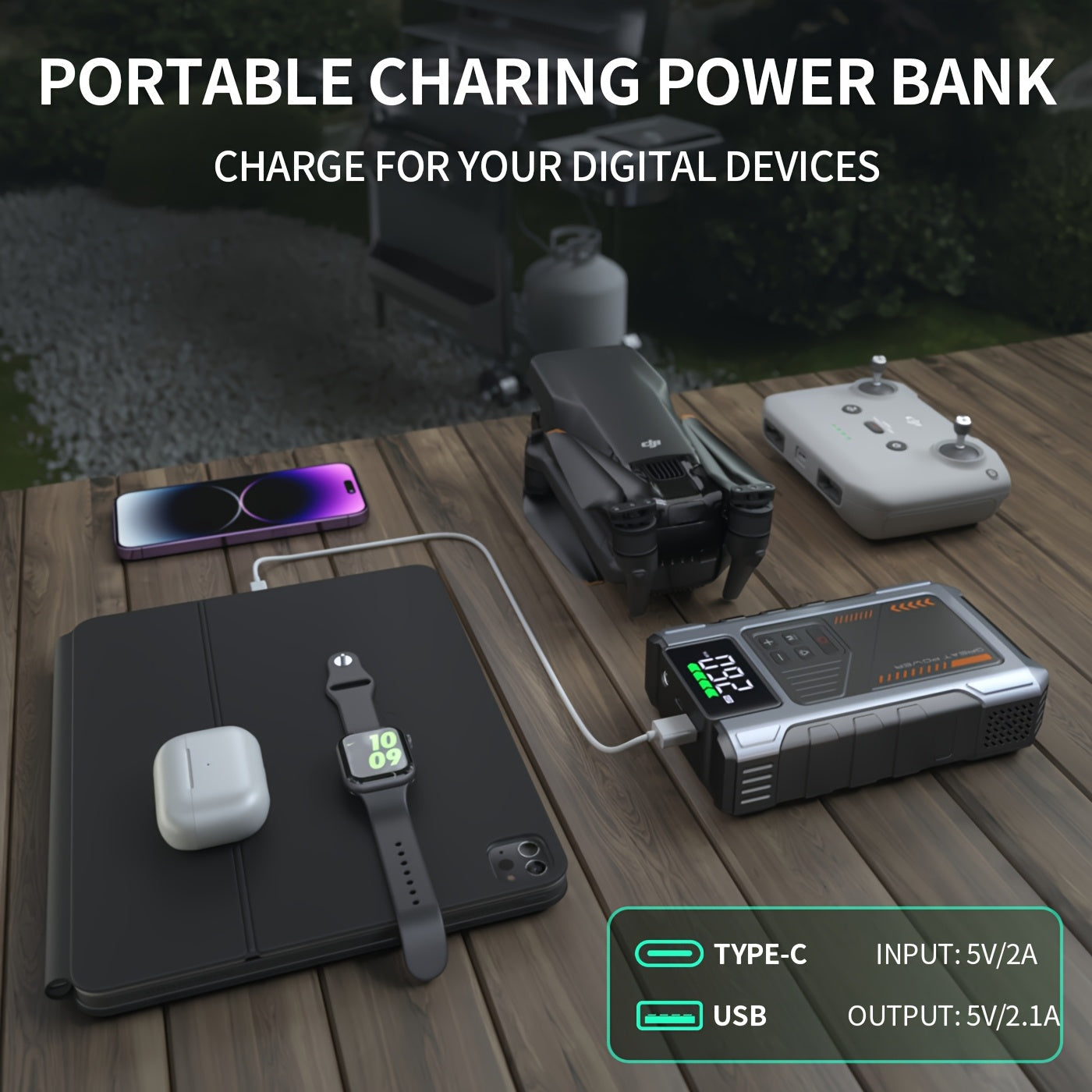 Portable Car Jump Starter with Air Compressor by Snagg A Jump Starter