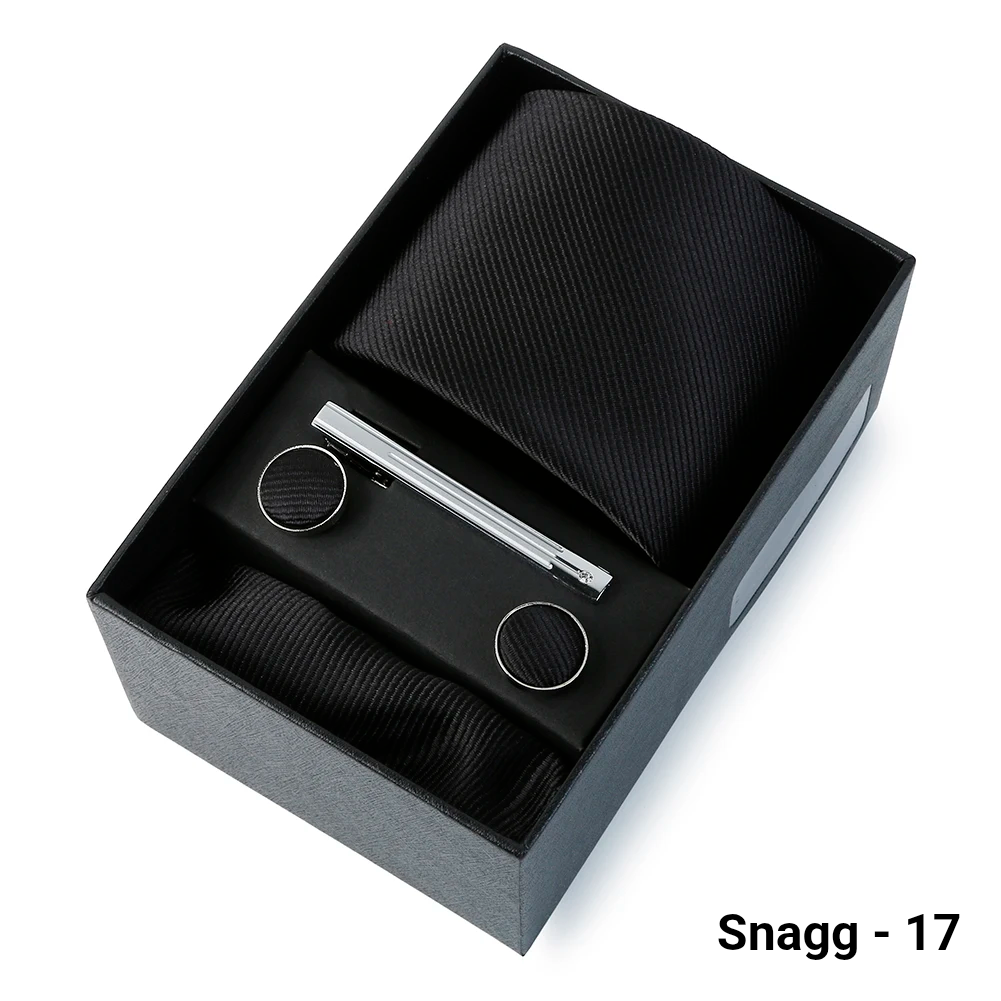 Luxury Men’s Tie Set Solid Colour Slim Necktie Hanky Cufflinks & Clip - Snagg - 17 - Others In Fashion