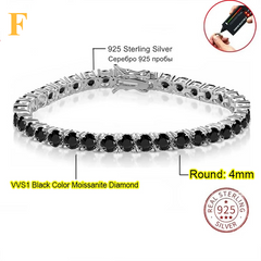 3.0mm D Color VVS1 Moissanite Tennis Bracelet - F / 4mm / 16cm / 925 Silvery - Bracelets