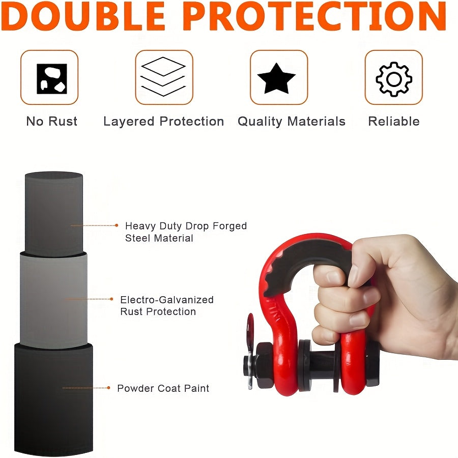 2pcs 4.75 - Ton D-Ring Bow Shackles by Snagg A Bow Shackle