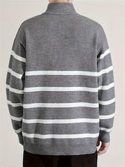 Casual Knitted Men’s Pullover with High Neck & Quarter Zip - SnaggIt