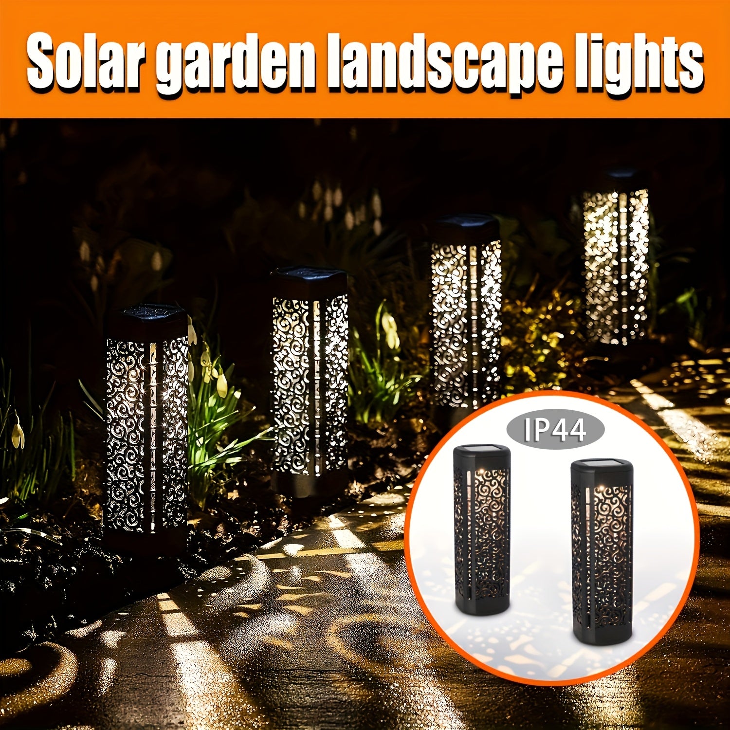 8pcs Hollow Round LED Solar Garden Path Lights by Snagg An Outdoor Light