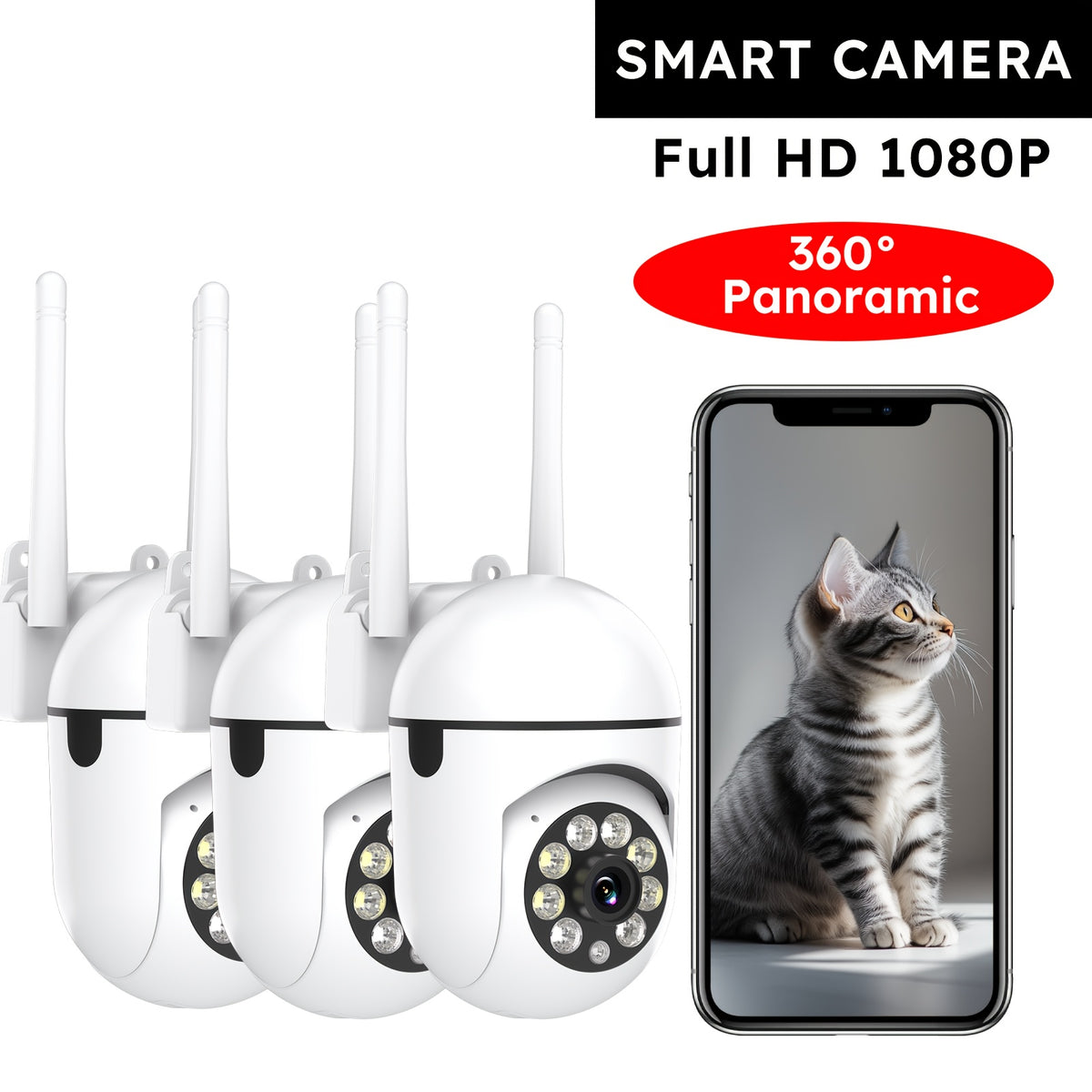 3 Pack 1080P Wireless Security Cameras by Snagg An Indoor Camera