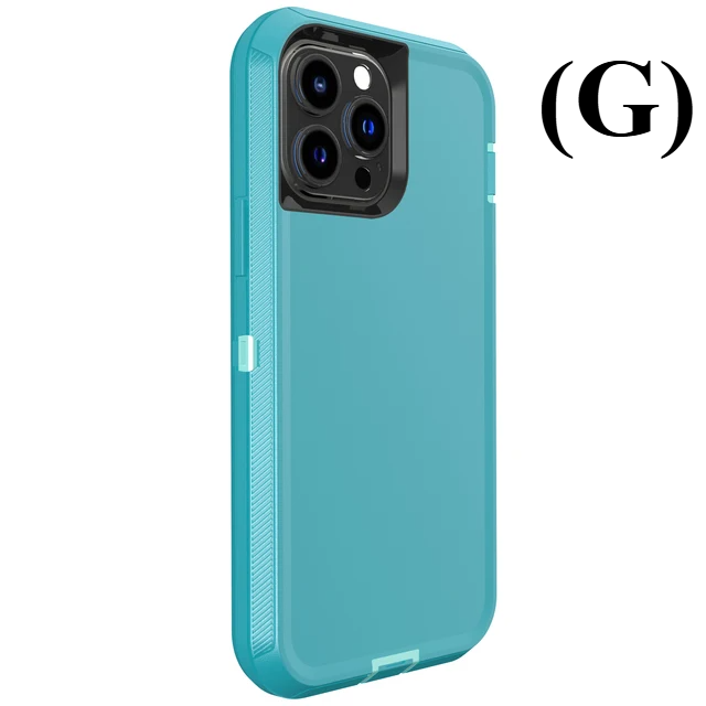 3 IN 1 Heavy Duty Armor Shockproof Dust Proof Case - For iPhone 15 Series - G - Blue Green / 15PRO MAX - Phone Cases &