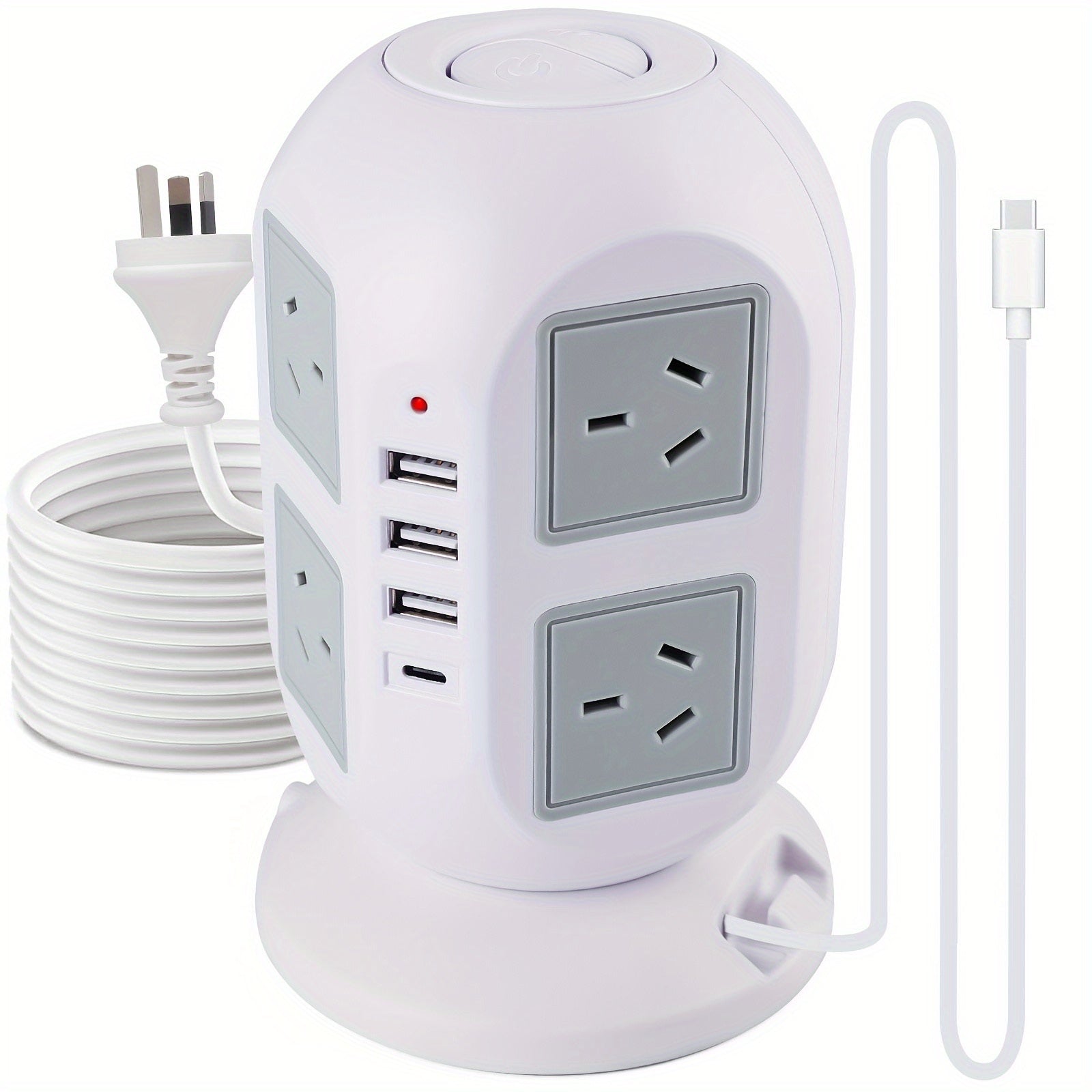 16-in-1 Tower Powerboard with USB-C | Surge Protector Charging Station (3m) by Snagg An Extension Cable