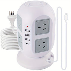 16-in-1 Tower Powerboard with USB-C | Surge Protector Charging Station (3m) by Snagg An Extension Cable