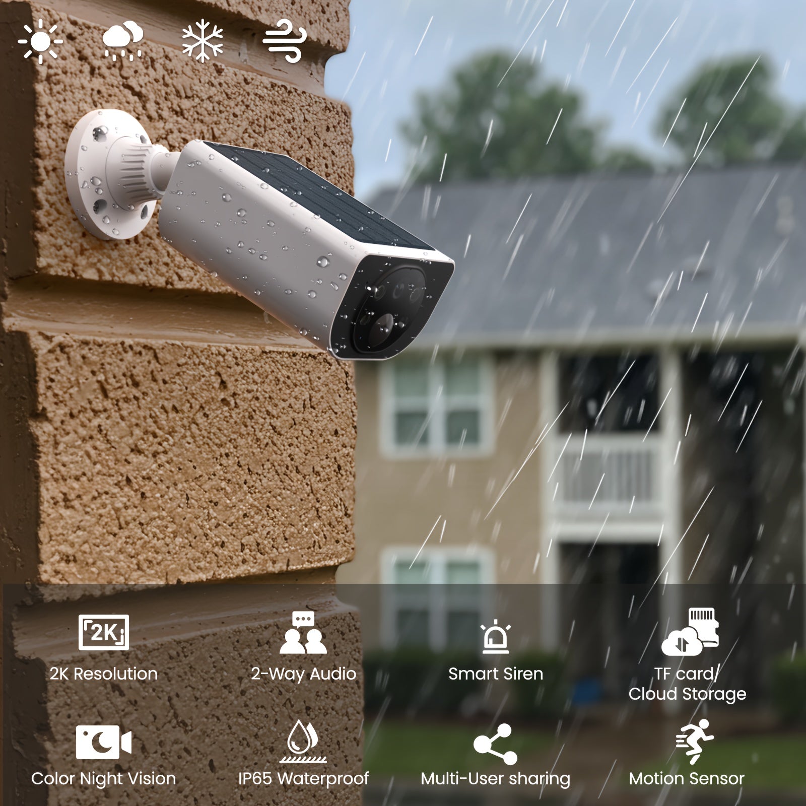 2K Solar Powered Wireless Security Camera Motion Detection & Two-Way Audio by Snagg An Outdoor Camera