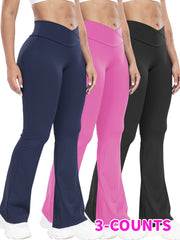 Women’s 3-Pack High-Waisted Cross Waistband Yoga Pants by Snagg A Pant