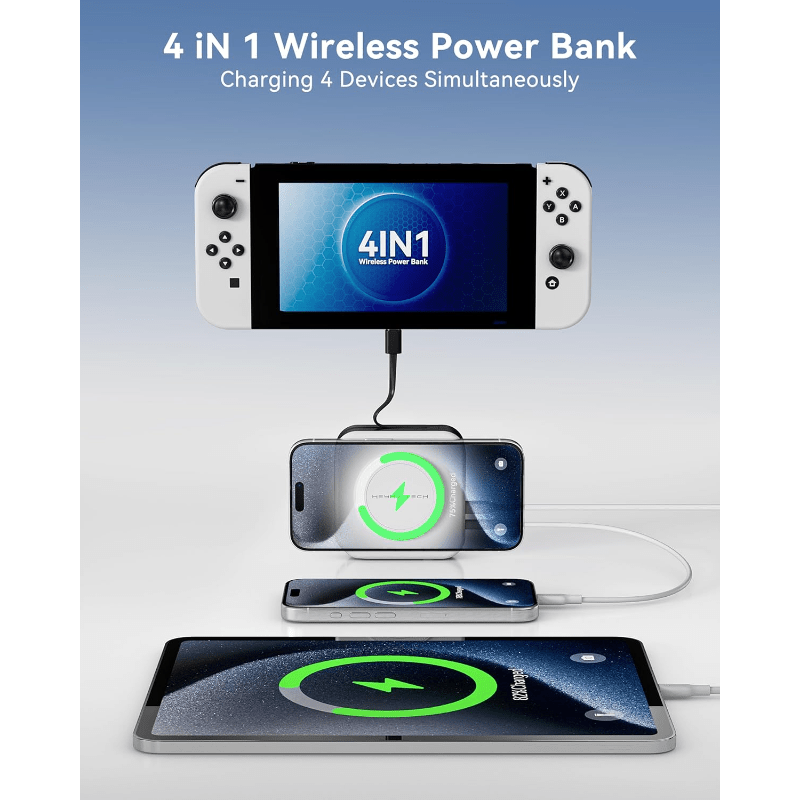 10000mAh Wireless Power Bank With Built In Cable by Snagg A Power Bank