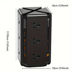 Tower Powerboard with USB-C | 12-Outlet Surge Protector (1.8m Extension) by Snagg An Extension Cable