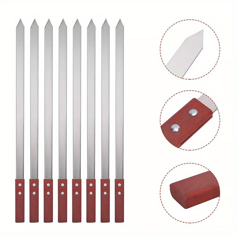 50PCS Stainless Steel Flat BBQ Skewers by Snagg A Skewer