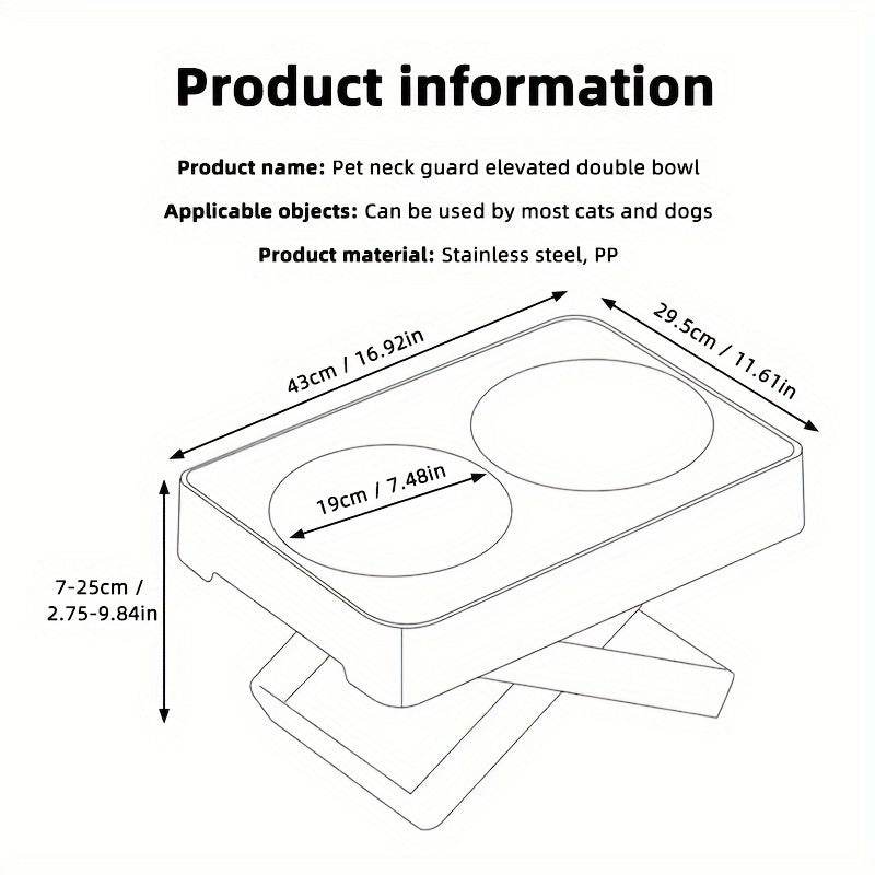 Adjustable Height Dog Bowl Stand with Stainless Steel Bowls - SnaggIt