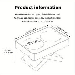 Adjustable Height Dog Bowl Stand with Stainless Steel Bowls - SnaggIt