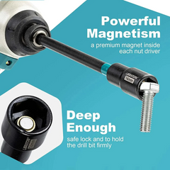 8PCS Magnetic Nut Driver Set 6” Long Shank Metric Impact Drill Bits Hex Shank 7-14mm