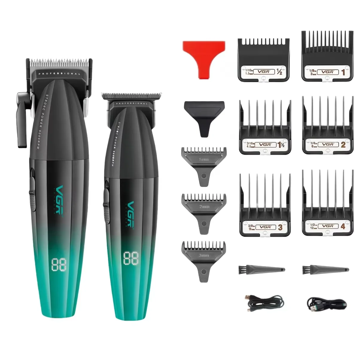 Professional 3 Piece All Metal Barber Suite – 9000 RPM Master Clipper, DLC Trimmer, and Titanium Shaver Collection