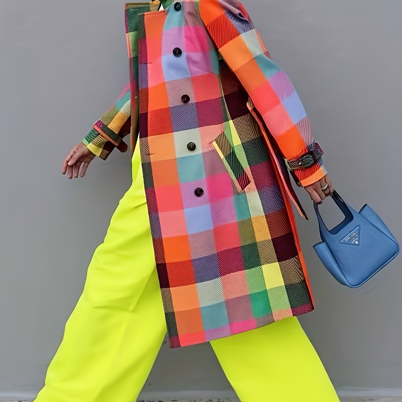 Women’s Rainbow Plaid Double-Button Windbreaker by Snagg A Jacket