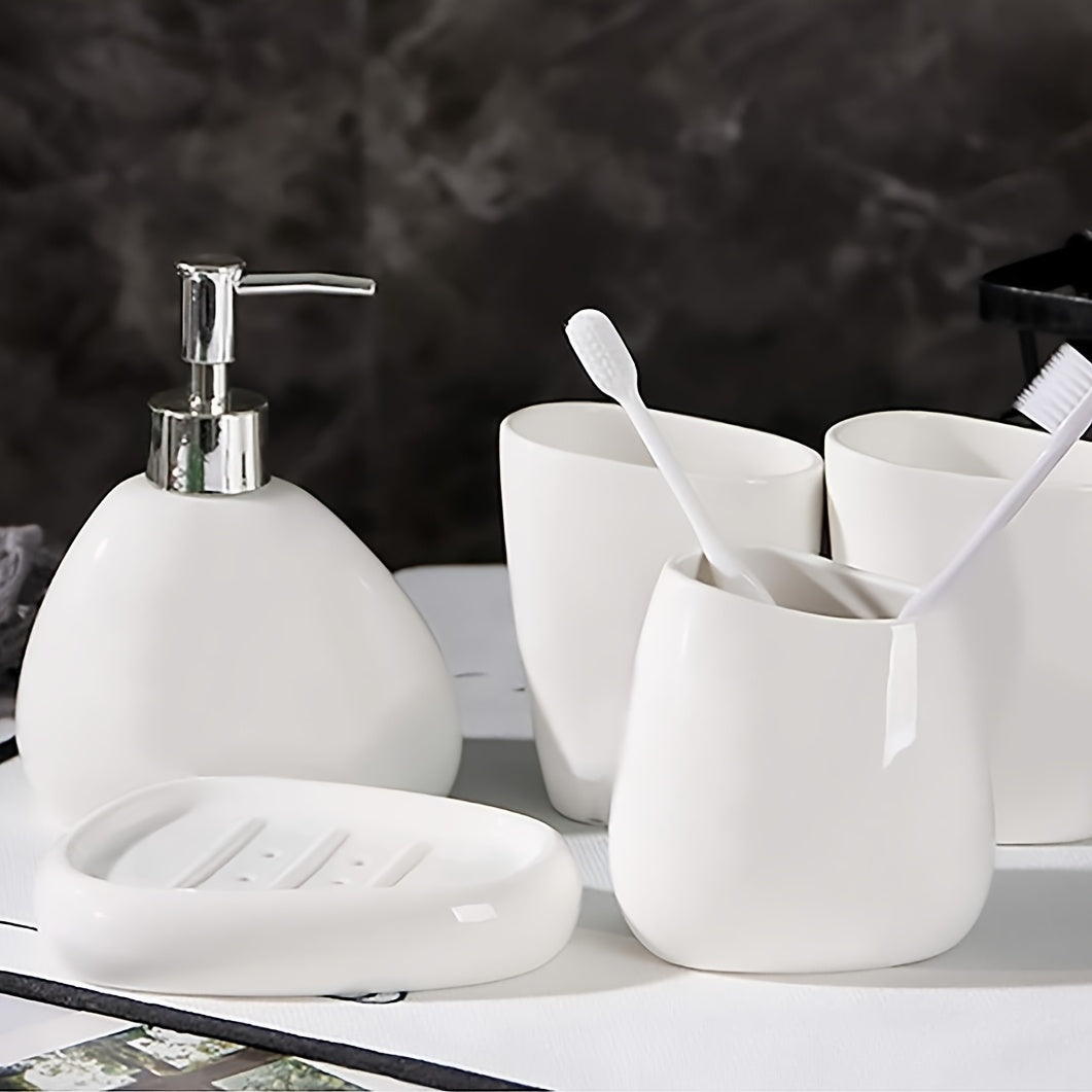 4 Piece White Ceramic Bathroom Set by Snagg A Bathroom Set