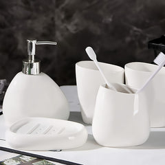 4 Piece White Ceramic Bathroom Set by Snagg A Bathroom Set