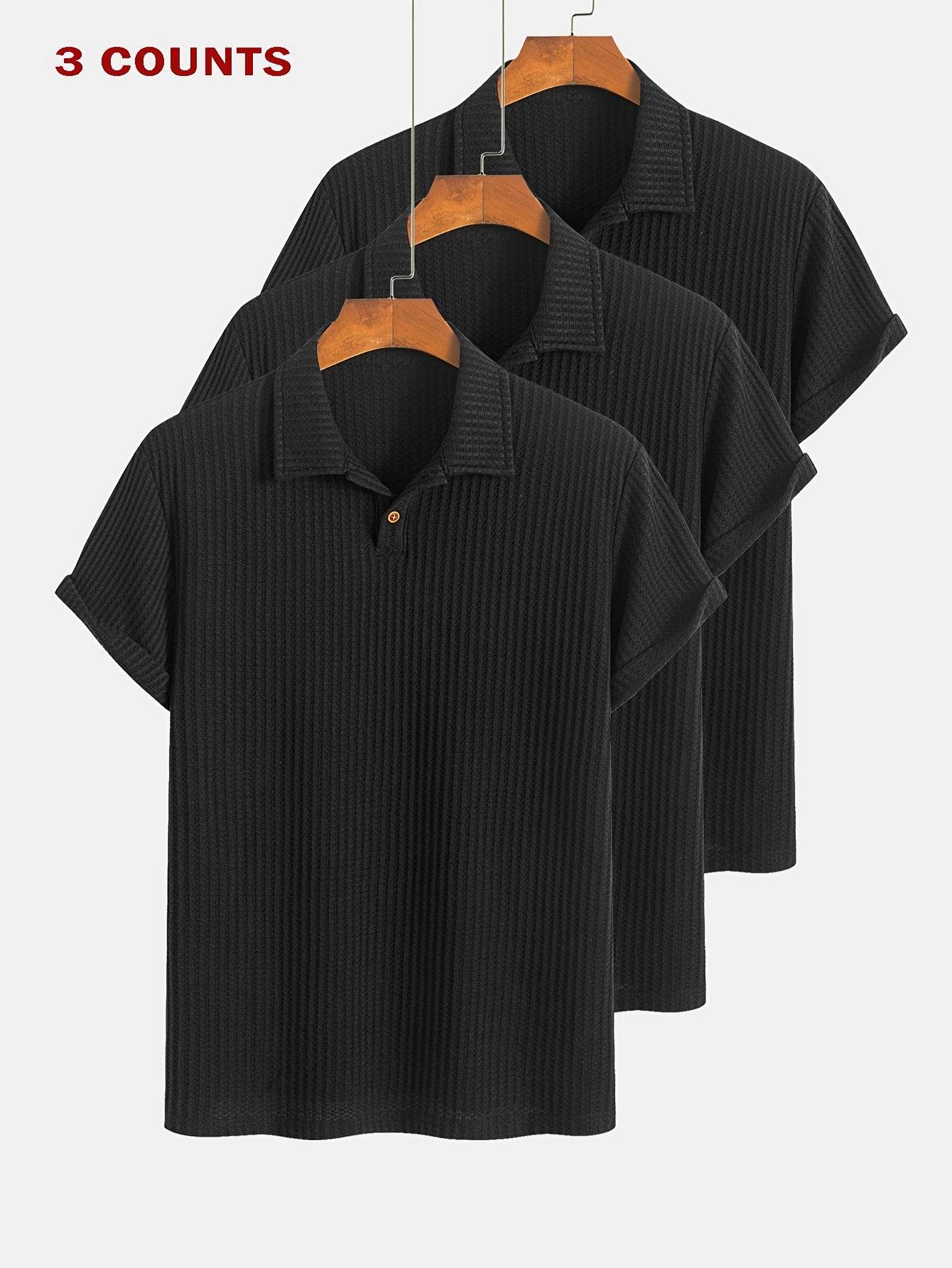 3-Pack Men’s Summer Jacquard Knit Polo Shirts – Sporty Casual Style - SnaggIt