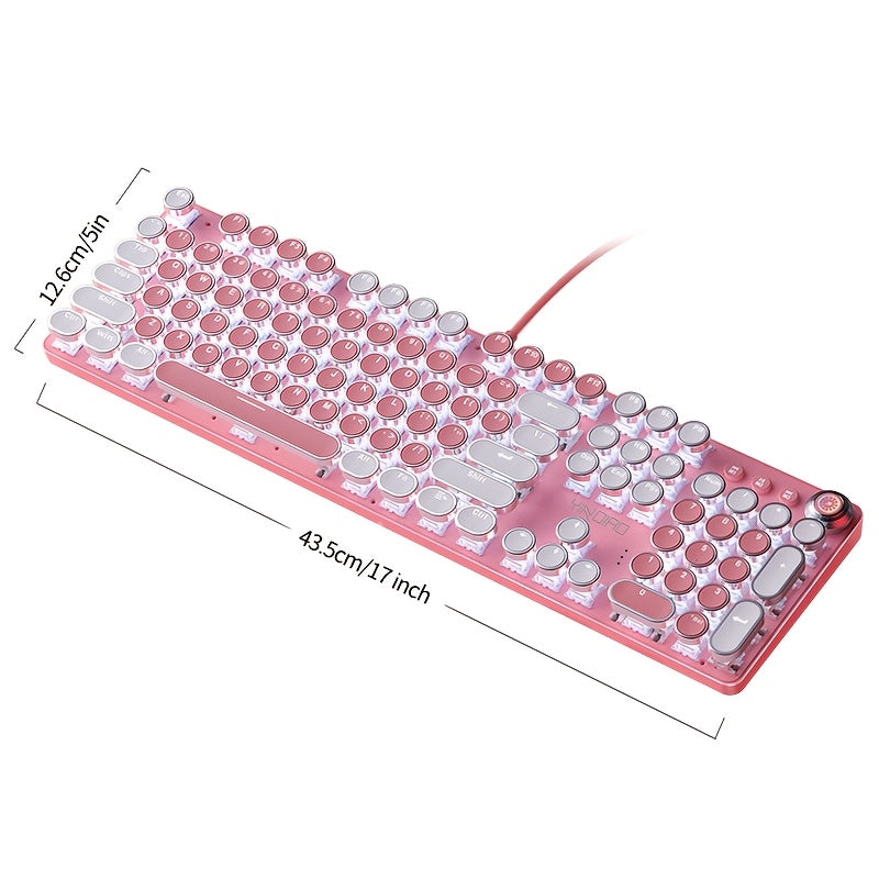 Pink Mechanical Keyboard – Retro Punk Keycaps with Blue Switches by Snagg A Keyboard