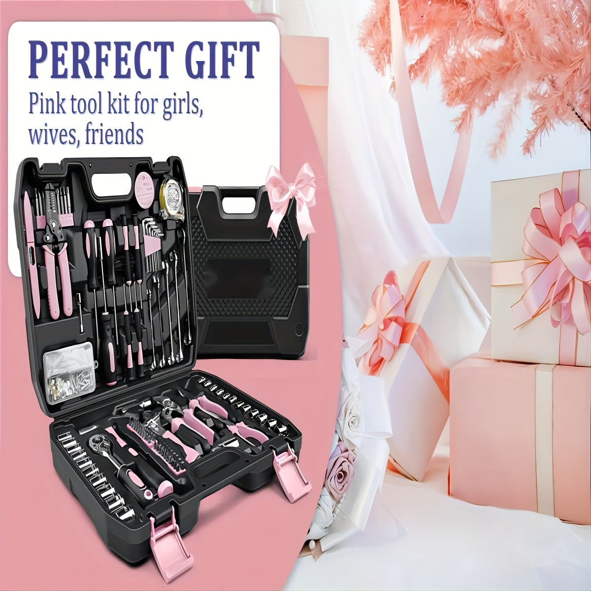 280-Piece Pink Home Tool Kit