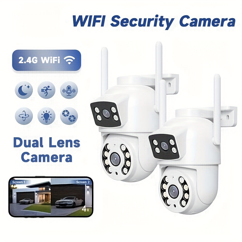 2 Pack 8MP Dual Lens WiFi Security Cameras – Auto Tracking with Human Detection by Snagg An Outdoor Camera