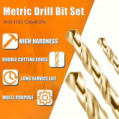 25 Piece M35 Cobalt Drill Bit Set — 1.0–13.0mm HSS-Co Twist Bits