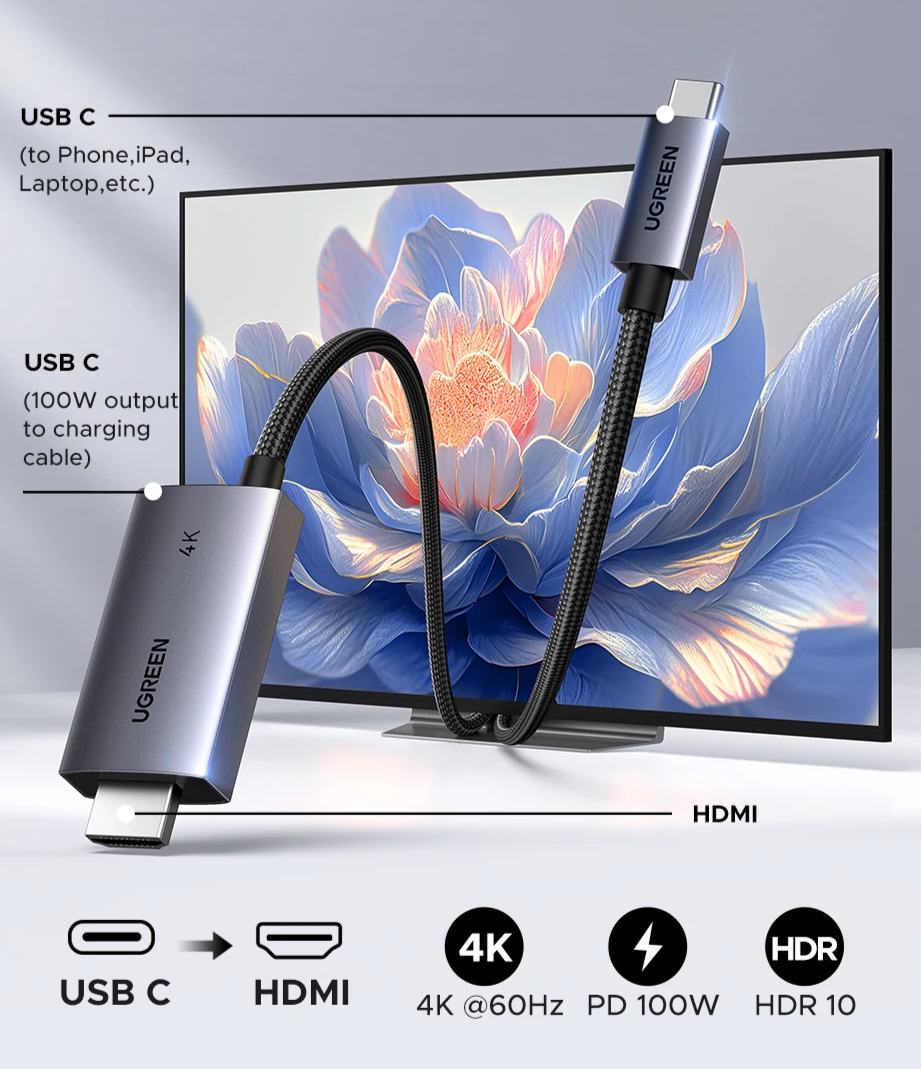 USB C to HDMI 2-in-1 Cable Thunderbolt Compatible (2m Length) by Snagg An HDMI Cable